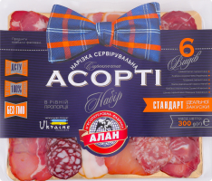 Набор мясной нарезка сервировочная Ассорти Алан с/к в/с в/у 300г