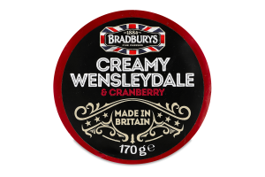 Сир Bradburys Wensleydale з журавлиною 48%