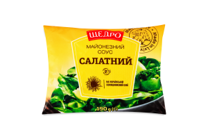Соус майонезный 30% Салатный Щедро м/у 190г