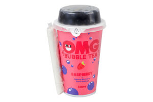 Напиток безалкогольный малиновый с шариками вкуса черники OMG Bubble tea ст 270мл