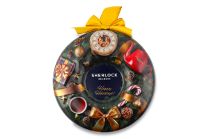 Чай Happy Holidays чорний байховий листовий ароматизований 80г ж/б Sherlock Secret