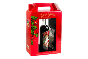 Набір Лікер 0.5л 17.5% та два келихи 150мл П'яна Вишня к/у 3шт