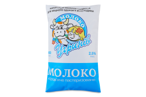 Молоко 2.5% коров'яче натуральне пастеризоване Угринів Молоко м/у 900г