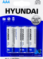 Батарейка AA4 1.5V LR6 Super Alkaline Hyundai 4шт