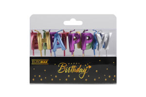 Набір свічок Buromax Happy Birthday асорті