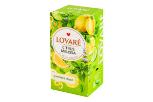 Бленд чаю трав'яного та зеленого байхового дрібного з ароматом лимона Citrus melissa Lovare к/у 24х1.5г
