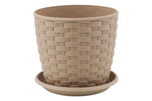 Горщик д/квітів Ротанг какао з підставкою 12*11см арт114055 Алеана