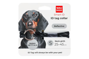 Шнурок д/адресника Смарт АйДі чорний світловідбиваючий паракорд р.S d4мм L25-45см ВауДог