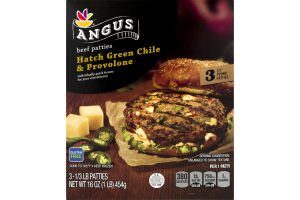 Ahold Angus Beef Patties Hatch Green Chile & Provolone - 3 CT