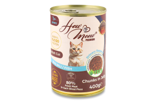 Корм д/дорослих котів з рибою 400г ж/б How Meow