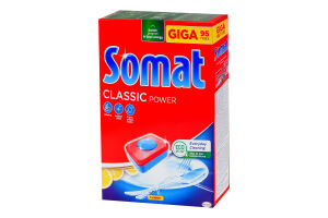 Средство для мытья посуды в посудомоечных машинах в таблетках Lemon Classic power Somat 95шт