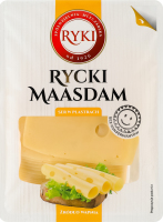 Сир нарізка сичужний дозріваючий порційний Рицький Маасдам Ryki лоток 300г