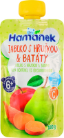 Пюре фруктово-овочеве для дітей від 6міс гомогенізоване Яблуко з грушею та бататом Hamanek д/п 100г