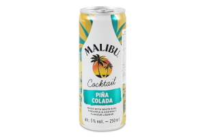 Напій слабоалкогольний Malibu Pina Colada Cocktail, 5.0%, 0.25 л, (12)