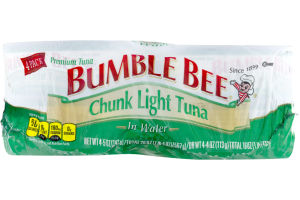 Bumble Bee Chunk Light Tuna In Water - 4 PK