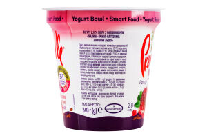 Йогурт 2.8% Малина-гранат-льон Yogurt bowl Smart food Premialle ст 240г