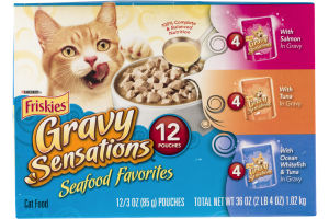 Purina Friskies Gravy Sensations Seafood Favorites Cat Food Variety Pack - 12 CT