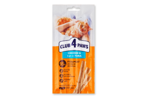 Корм дополнительный для котов с высоким содержанием тунца Курица Мясная палочка Премиум Club 4 Paws м/у 3х5г