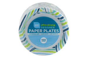 Smart Sense Ultra Strong Designer Paper Plates 10.06 IN - 100 CT