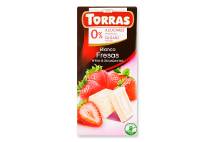 Шоколад білий з полуницею без цукру без глютену 75г Торас