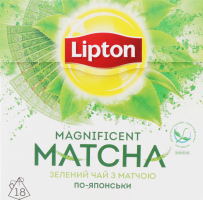 Чай зеленый байховый с экстрактом зеленого чая матча Magnificent Matcha Lipton к/у 18x1.5г