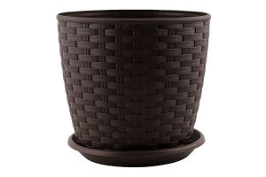 Горщик д/квітів Ротанг темно-коричневий з підставкою 16*15см арт114056 Алеана