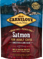 Корм д/котів з чутливим травленням Сенсетів енд Лонг хеір з лососем сухий 400г Карнілав