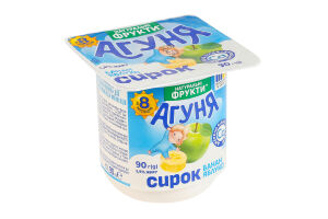 Сирок 3.9% для дітей від 8міс з наповнювачем фруктовим Банан-яблуко Агуня ст 90г