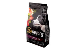 Корм сухой Fresh Turkey&Lamb Medium Savory м/у 3кг