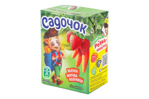 Сок с мякотью пастеризованный Яблоко-морковь-клубника Садочок т/п 200мл