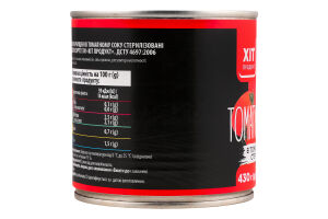 Томати очищені в томатному соку 430г ж/б Хіт Продукт