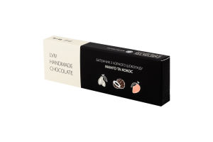 Батончик з чорного шоколаду з начинкою манго та кокос Lviv handmade chocolate к/у 48г