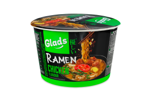 Лапша быстрого приготовления с соусом со вкусом курицы Рамен Glads ст 105г