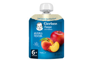 Пюре фруктовое для детей от 6мес пастеризованное витаминизированное Яблоко-персик Gerber д/п 90г