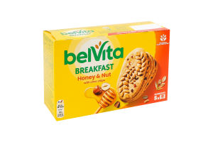 Печенье с шоколадными кусочками Honey&Nut Breakfast BelVita к/у 5x45г
