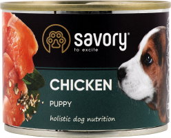 Корм д/цуценят всіх порід з куркою 200г ж/б Сейворі