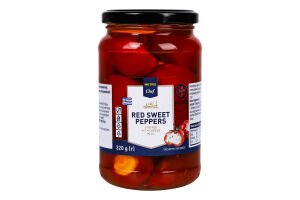 Перец сладкий красный черри маринованный фаршированный мягким сыром в подсолнечном масле Metro Chef с/б 320г