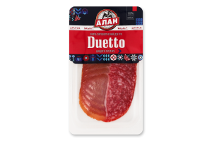 Изделие мясное Дуэтто Select Алан с/к в/с лоток 0.08кг