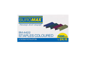 Скобы цветные №BM.4422 №24/6 Buromax 1000шт