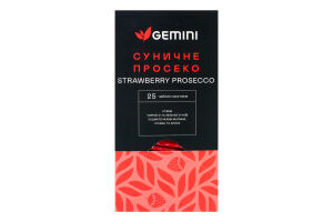 Смесь чаев черного и зеленого с кусочками малины, земляники и аронии Земляничное проссеко Gemini в/с к/у 25х1.5г