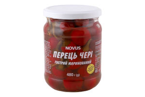 Перец острый маринованный пастеризованный Черри Novus с/б 480г
