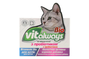 Добавка біологічно-активна кормова д/котів VITalways Bio з пробіотиком 100таблеток O.L.KAR.