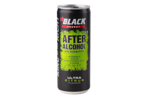 Напиток энергетический безалкогольный сильногазированный After alcohol King of the night Black Energy ж/б 250мл