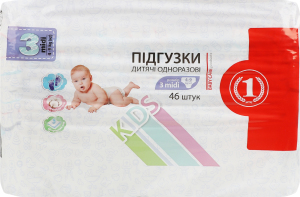 Підгузники для дітей 4-9кг 3 Midi ТМ "1" 46шт