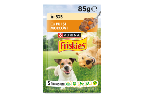 Корм консервированный полнорационный для взрослых собак с курицей и морковью Кусочки в подливке Friskies д/п 85г