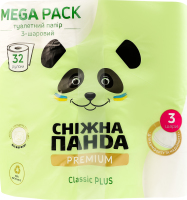 Бумага туалетная 3-х слойная Classic plus Premium Сніжна Панда 32шт