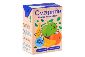 Нектар з м'якоттю та цукром гомогенізований та стерилізований мультифрукт Смартік т/п 200мл