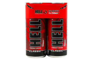 Напиток энергетический безалкогольный газированный кофеинсодержащий со вкусом тутти-фрутти Classic Hell к/у 4х250мл