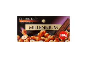 Шоколад черный с целыми лесными орехами Golden Nut Millennium к/у 100г