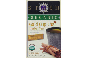 Stash Organic Gold Cup Chai Herbal Tea Caffeine Free with Turmeric Tea Bags - 18 CT